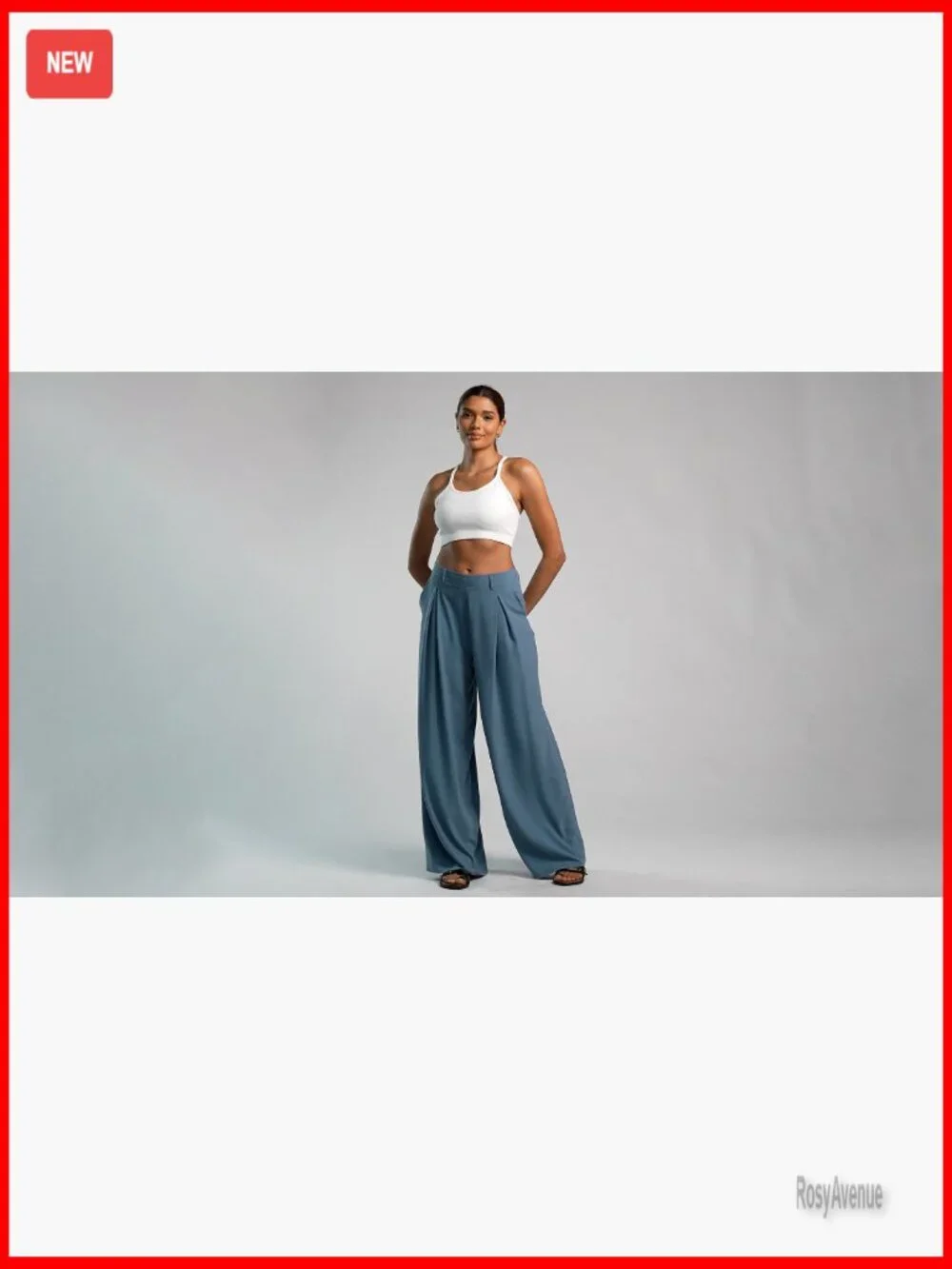 Lightweight Chiffon Wide Leg Pants High Waist Pleated with Pockets - Picture 7 of 7